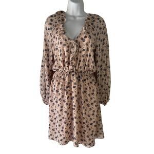 Joie Size Medium‎ Pink Floral Silk Midi Dress